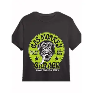 Gas Monkey Garage Men's Black T-Shirt - "Blood, Sweat & Beers" Graphic, 100% Cotton, Short Sleeve, Casual Fit, All-Season Wear