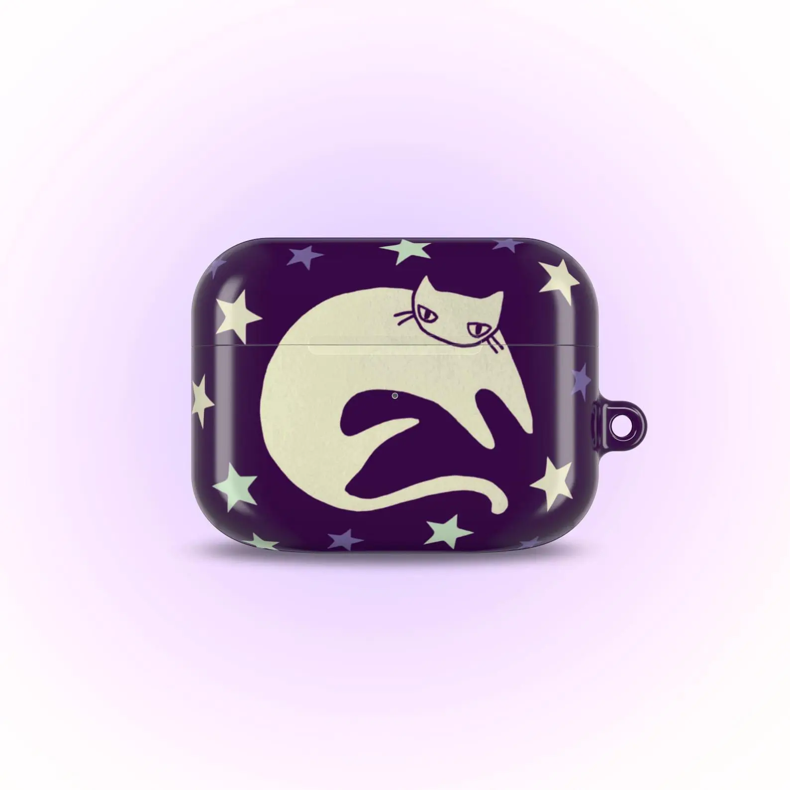Celestial Star Cats Purple AirPod Case, Cute Whimsical Y2K, Cool Grunge Aesthetic Gift, Protective HeadPhones Cover, AirPods Pro 1 2 3 4 Gen