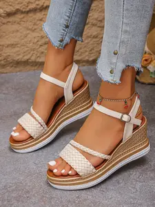 New Women's Wedge Heel Sandals, Comfortable Fashion High Heels for Dresses, Perfect for Beach Parties Wedding Evening Events, Rubber