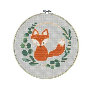 Woodland Fox Premium Cross Stitch Kit - EVERYTHING INCLUDED | Baby Shower Gifts | Nursery Theme | Gifts for New Mom | Kids | Cute Animals