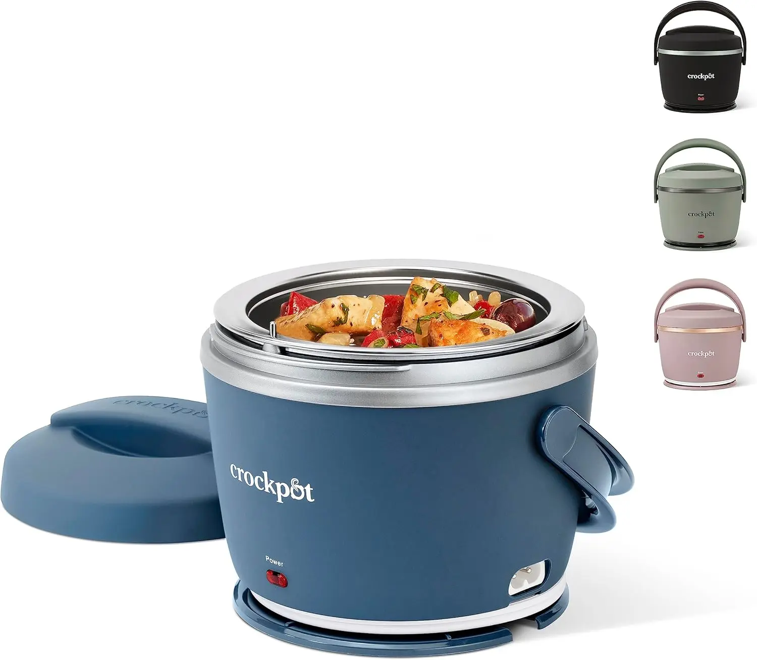 Crock-Pot 20-Oz Electric Lunch Box Portable Food Warmer (Faded Blue Plastic Container with Detachable Lid) – Spill-Free, Dishwasher-Safe for Travel