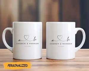 Personalized Couple Mug, Personalized Mr Mrs Wedding Mug, Couple Gifts, Birthday Gift For Him And Her, Gift For Couple, Anniversary Gift, Wedding Gift, Gift For Girlfriend/Boyfriend, Husband And Wife Coffee Mugs, Mugs For Husband And Wife, Ceramic