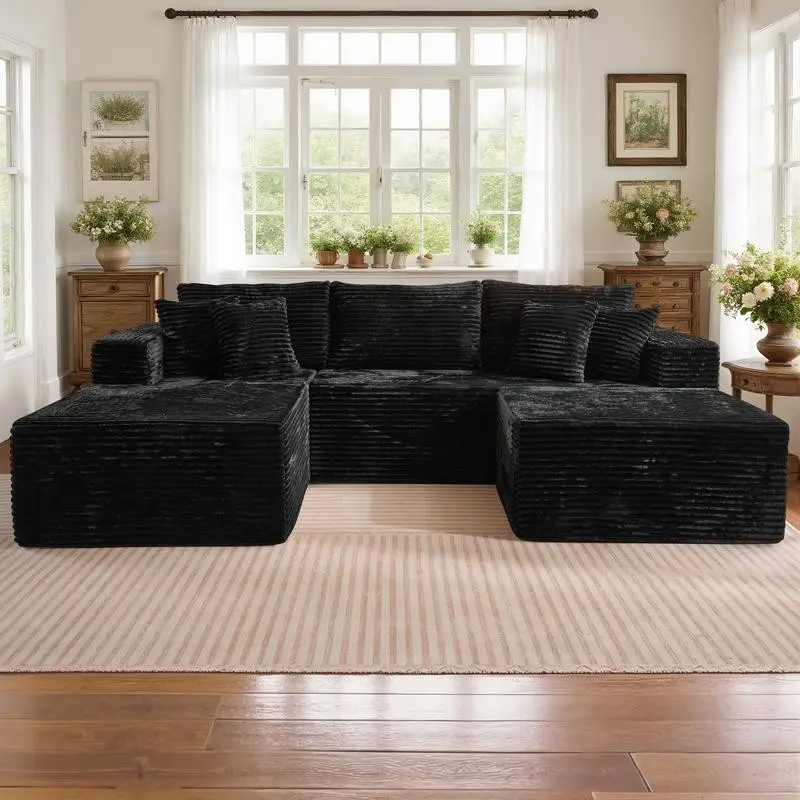 Black-Left Chaise With Ottoman