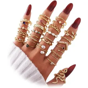 Gold Knuckle Rings Set for Women, Dainty Simple Trendy Cute Stackable Finger Rings Pack, Perfect for Stacking Layering on Thumb and Knuckle, Mixed Size, Jewelry Gift