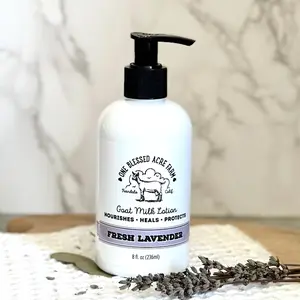 One Blessed Acre Farm Fresh Lavender Goat Milk Lotion 8 Ounce Handcrafted Moisturizing Body Care for All Ages and Skin Types Gentle Moisturizers
