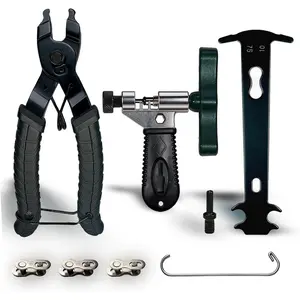Bike Chain Repair Tools Set Includes Bicycle Chain Breaker Tool Master Link Plier Wear Indicator and 3 Pairs Missing Links for 6-10 Speed Chains