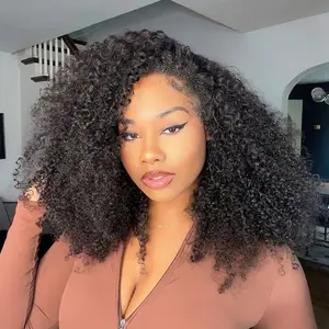 Vshow 3 In 1 Half Wigs Kinky Curly Human Hair Glueless Wigs 250% Density With Natural Hairline Glueless Curly Hair Flip Over Wig Beginner Friendly #TikTokShopCyberMonday