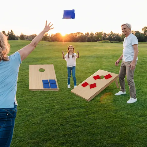 Segawe 3 x 2' Solid Wood Folding Portable Outdoor Cornhole Set - Tailgate Size 3x2' Boards, Adjustable Legs, 420d Oxford Cloth Carry Case, Double-stitched Beanbags, Accurate Throw Support, Ideal for Teens (13+), Backyard Parties
