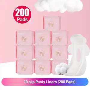 10 Packs/200 Counts Zhuyin Sanitary Napkin, Organic Cotton Super Absorbency Menstual Pads Without Wings for Periods Regular 155mm Daily Pads, Unscented for Everyday Light  Flow Feminine Pads Bundle