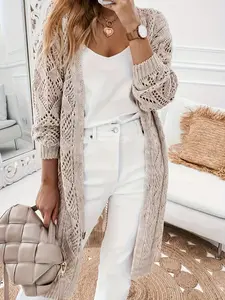 Women's Casual Long Sleeve Knitted Cardigan, Plain Y2K Style Fitted Knitwear, All Seasons Wear, Daily & Holiday, Ladies' Fashion
