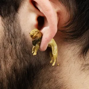 Lion Earrings • Hand-Painted • 3D Printed • Quirky • Funny • Weird • Gift
