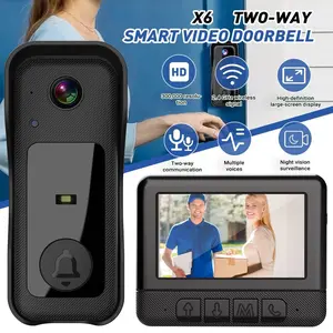 X6 Smart Video Doorbell, 4.3 Inch Color Screen, HD Video Intercom, Long Battery Life, No Internet Needed, Two-Way Audio, Home Use