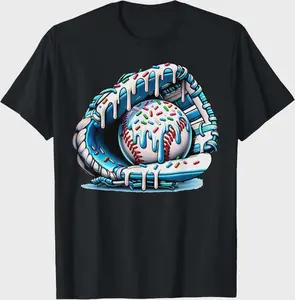 Baseball Drip Ice Cream Sprinkles Baseball Glove Gift Youth T-Shirt