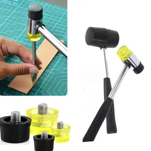 Double-Headed Plastic & Rubber Hammer Set, Soft Dual-Sided Hammers for Leather Crafts Jewelry Watch Installation Flooring Work Hand Tools