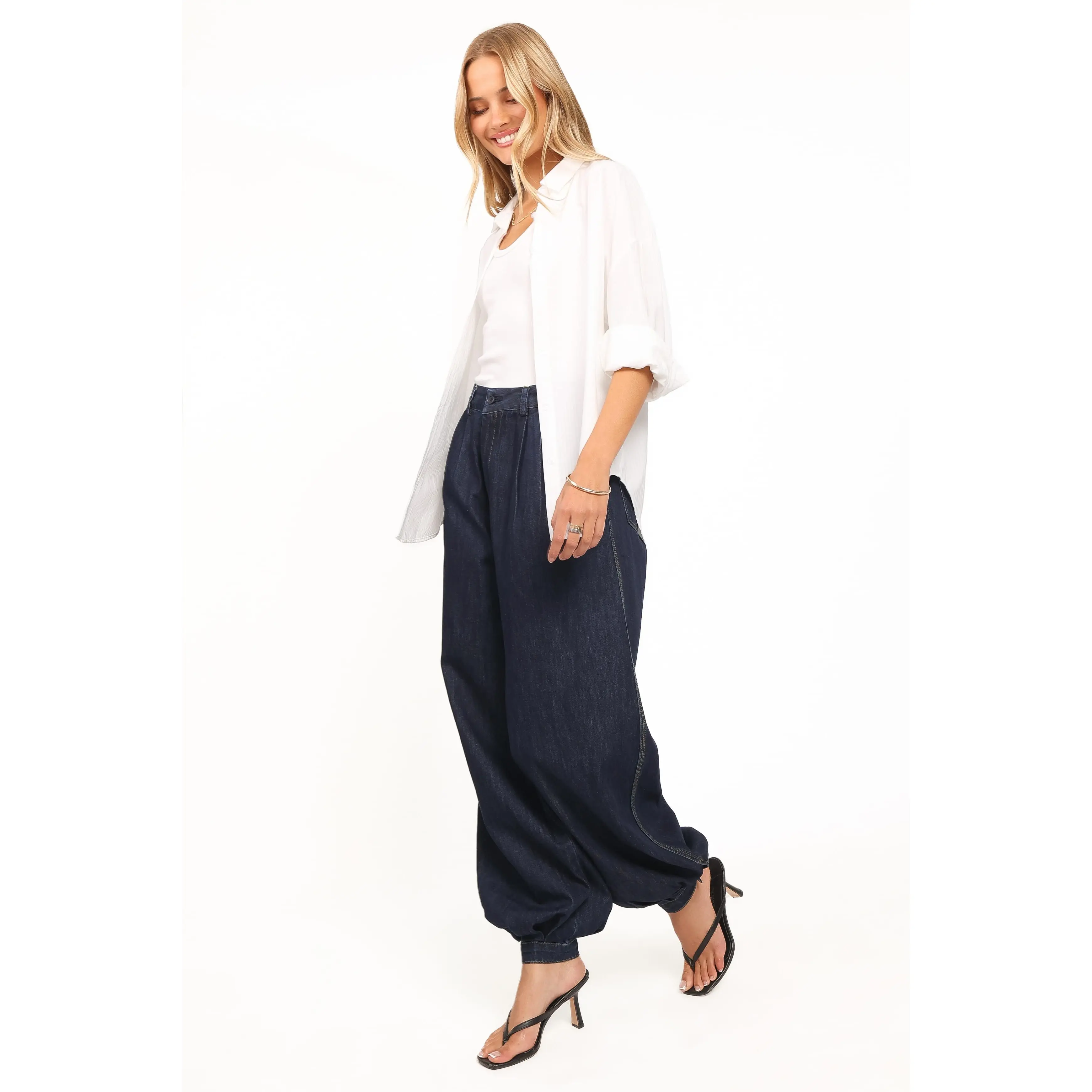 Melita Balloon Leg Denim Jeans - Indigo