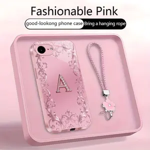 Suitable for [iPhone 16e] high-end women's phone case🥰，free four-leaf clover lanyard included—choose any one of the 26 letters. Drop-resistant and fingerprint-proof. YM99