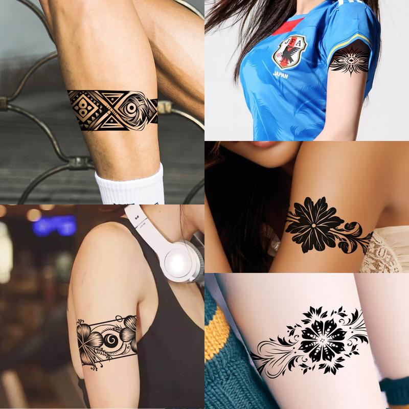 GLARYYEARS Arm Band Temporary Tattoo - 18 Pack Super Long size, Realistic & Boho Polynesian Maori Style Fake Tattoos, ArmBand Tattoos for Wrist, Ankle Circle, Geometric, Tribal and Totem