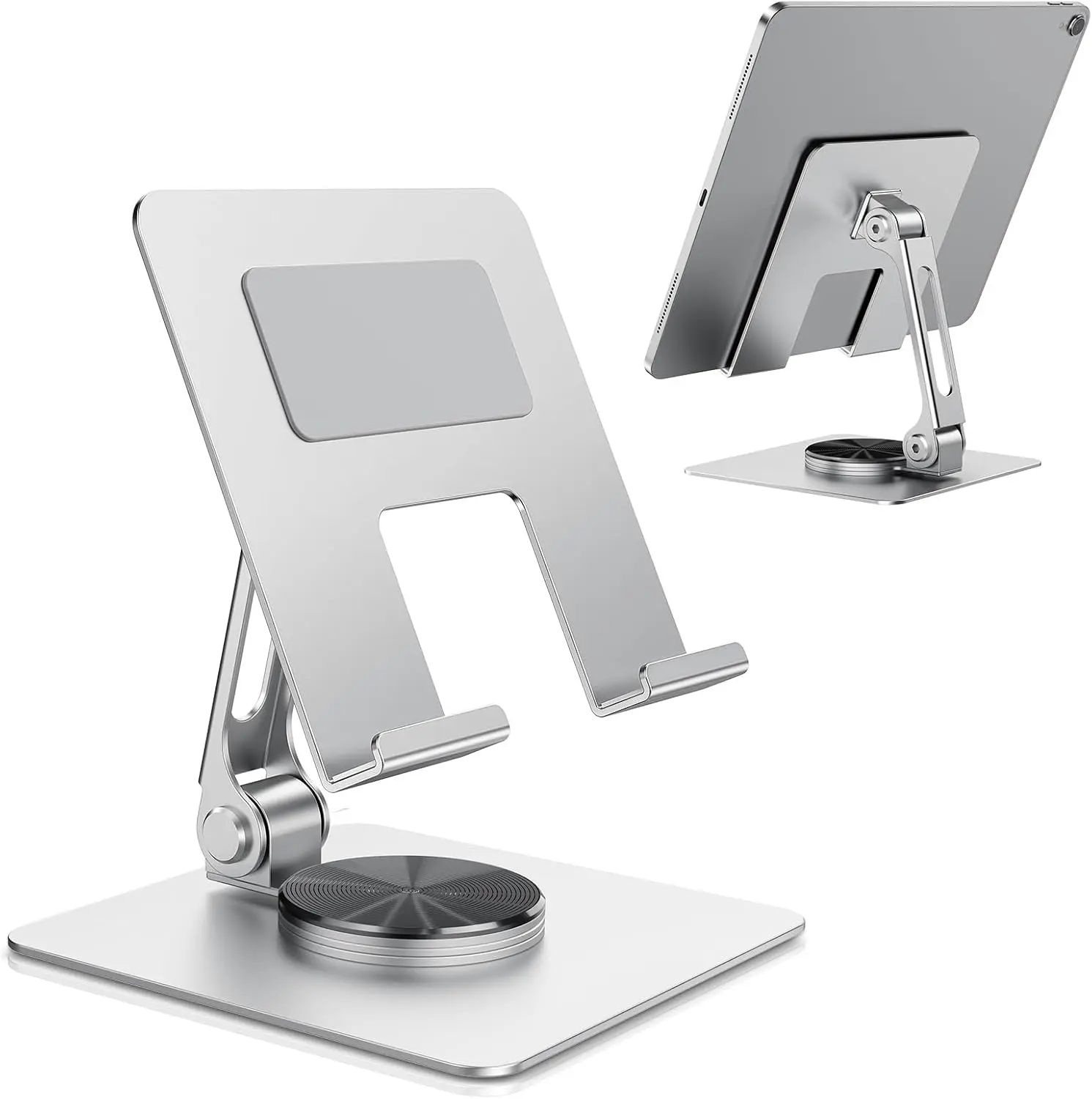 TIGRIS 360° Rotating Tablet Stand for iPad, Adjustable Foldable Metal Desk Stand, Stable Portable Tablet Holder for Office, Kitchen, Video Calls, Compatible with iPad Pro/Air/Mini, Kindle, Surface
