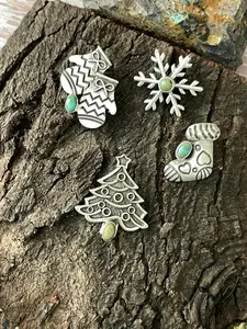 "Christmas Collection" Handmade Sterling Silver Kingman Turquoise Hat Pin" Signed Nizhoni"