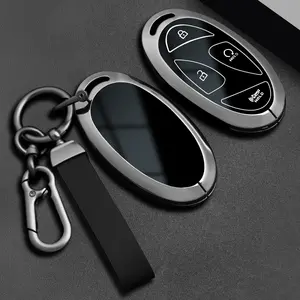 Alloy Car Key Case Cover Shell Fob 7 Button for Hyundai Grandeur Gn7 Kona Ev Lionic 6 Elantra, Leather Accessories, Ca Prop 65 Compliant, Car Key Protector, Car Key Accessory