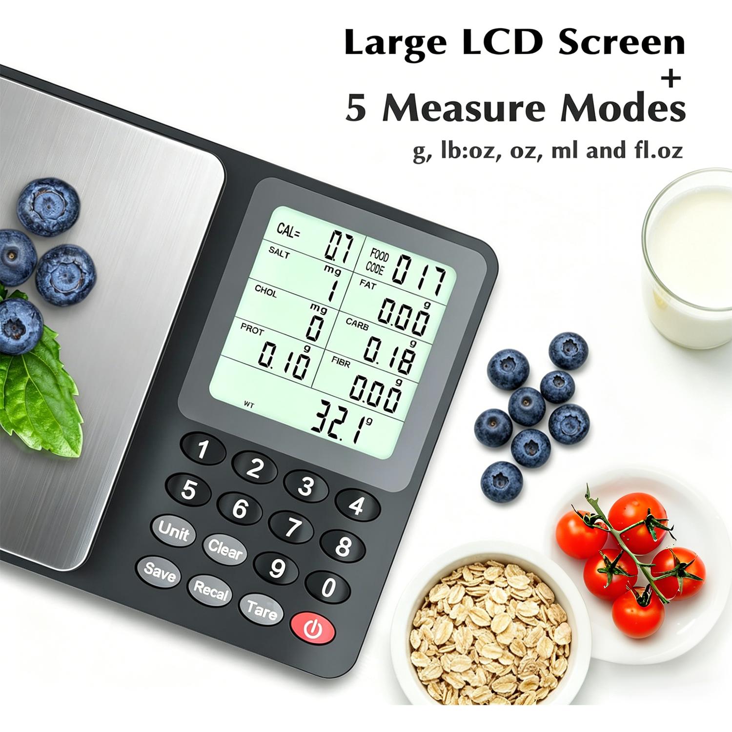 Portable Digital Nutrition Scale 3kg/0.1g, 999 Pre‑Programmed Foods, Calorie Calculator & Nutrient Composition Analysis, Stainless Steel Food Scale for Diet Management (Batteries Included)