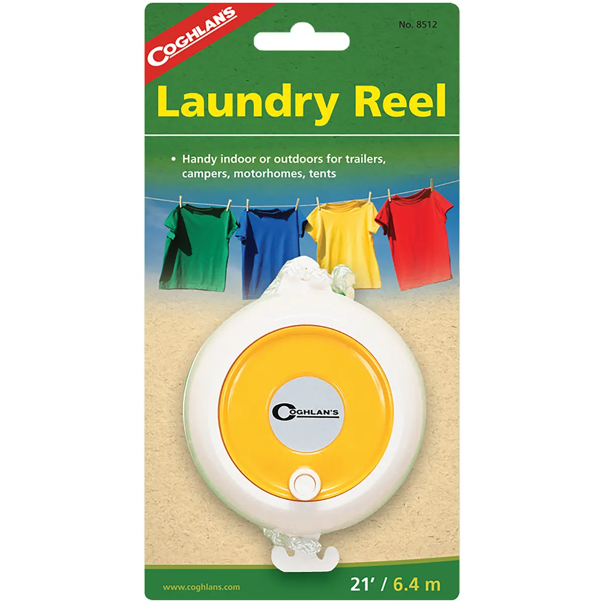 Coghlan's Retractable Plastic Laundry Reel - 21' Portable Adjustable Nylon Washing Line, Outdoor Laundry Product & Home Supplies Accessory