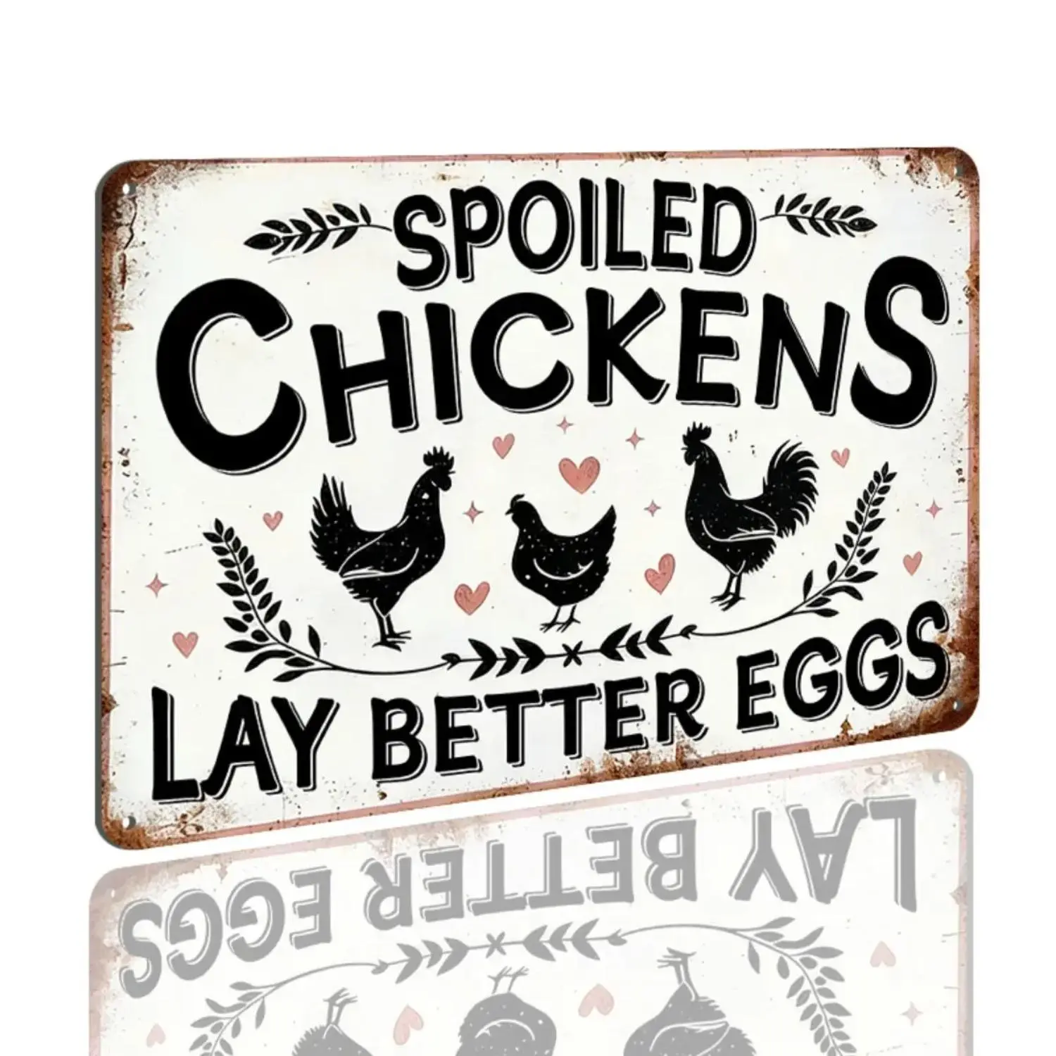 Chicken Theme Metal Aluminum Plaque 2D Flat 12x8 Inches, Rustic Design Farm Decor Chicken Coop Decoration Outdoor Wall Decor