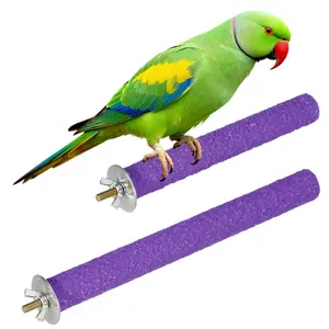 PETAXCELL Bird Cage Perch, Colorful Parrot Grinding Claw Sticks, Platform Paw Stand Toy 6/8 Inch, (Wooden, Purple, 2pcs)/ Intended For Small Medium Birds/Parrots/Finches/Lovebird