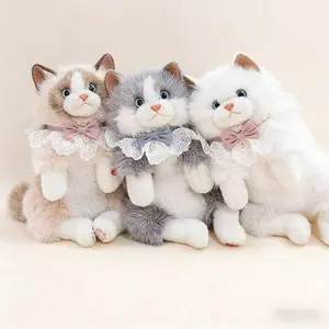 Simulated Cat/Dog Plush Backpack Toy Realistic Kitten Adorable Valentine Plush Cat Doll Gift for Girls with Double Strap Design Built-in Storage Stylish Accessory for Animal Lovers Fluffy Handbag Kitty