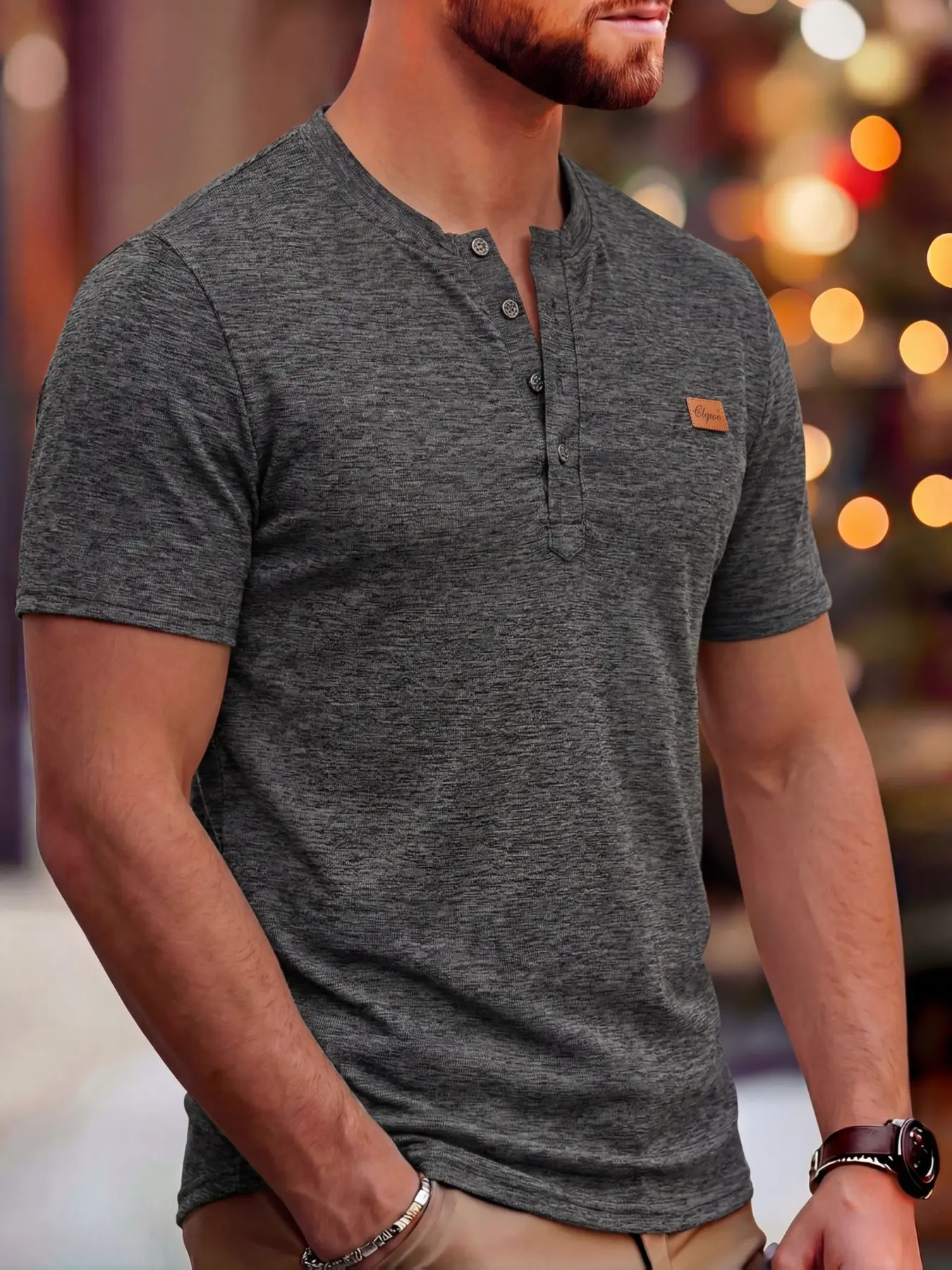 Men's Linen Henry Neck Short Sleeve T-Shirt, Breathable Skin-Friendly Daily Wear, Commute Work/home Leisure