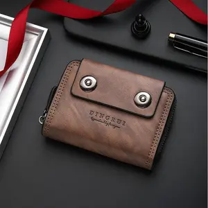 2 Pack Premium Handcrafted Oil-Waxed Leather Men's Short Vintage Accordion Wallet|15 Card Slots for Large Capacity|Dual Snap Closure with Foldable Design| Multifunctional Luxury Card Holder for Bank Cards/Driver's License/ID/Coins - Premium Men's Gift.