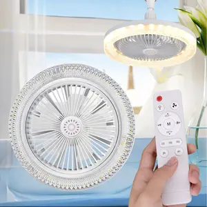 10.24-Inch E27 LED Ceiling Fan with Light and Remote, Adjustable Wind Speed and Lighting, Ideal for Bedroom, Office, Hotel, Party, Restaurant Decor