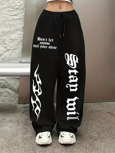 Gothic Flame "Stay Wild" Sweatpants - Don't Let Anyone Dull Your Shine Wide Leg Pants