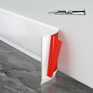 Baseboard Trim,4 Inch(W) x 20 (L) Flexible Baseboard Molding Trim,Self Adhesive Vinyl Baseboard Cove Base, Peel and Stick Wall Base Boards with 1 count Utility ,White