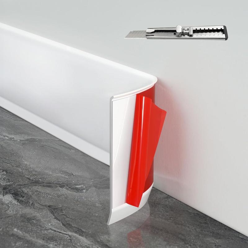 Baseboard Trim,4 Inch(W) x 20 (L) Flexible Baseboard Molding Trim,Self Adhesive Vinyl Baseboard Cove Base, Peel and Stick Wall Base Boards with 1 count Utility ,White