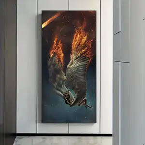 Blazing Fallen Feather Pattern DIY Diamond Arts Colorful Painting Kit without Frame, 1 Set DIY 5D Diamond Arts Colorful Painting for Bedroom Home Wall Decor