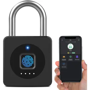 Fingerprint Gym Locker Lock, Keyless Biometric Padlock, Weatherproof Electronic Digital  App Smart Combo Pad Lock for Outdoor Fence Gate School Locker Storage Pool Shed - Black