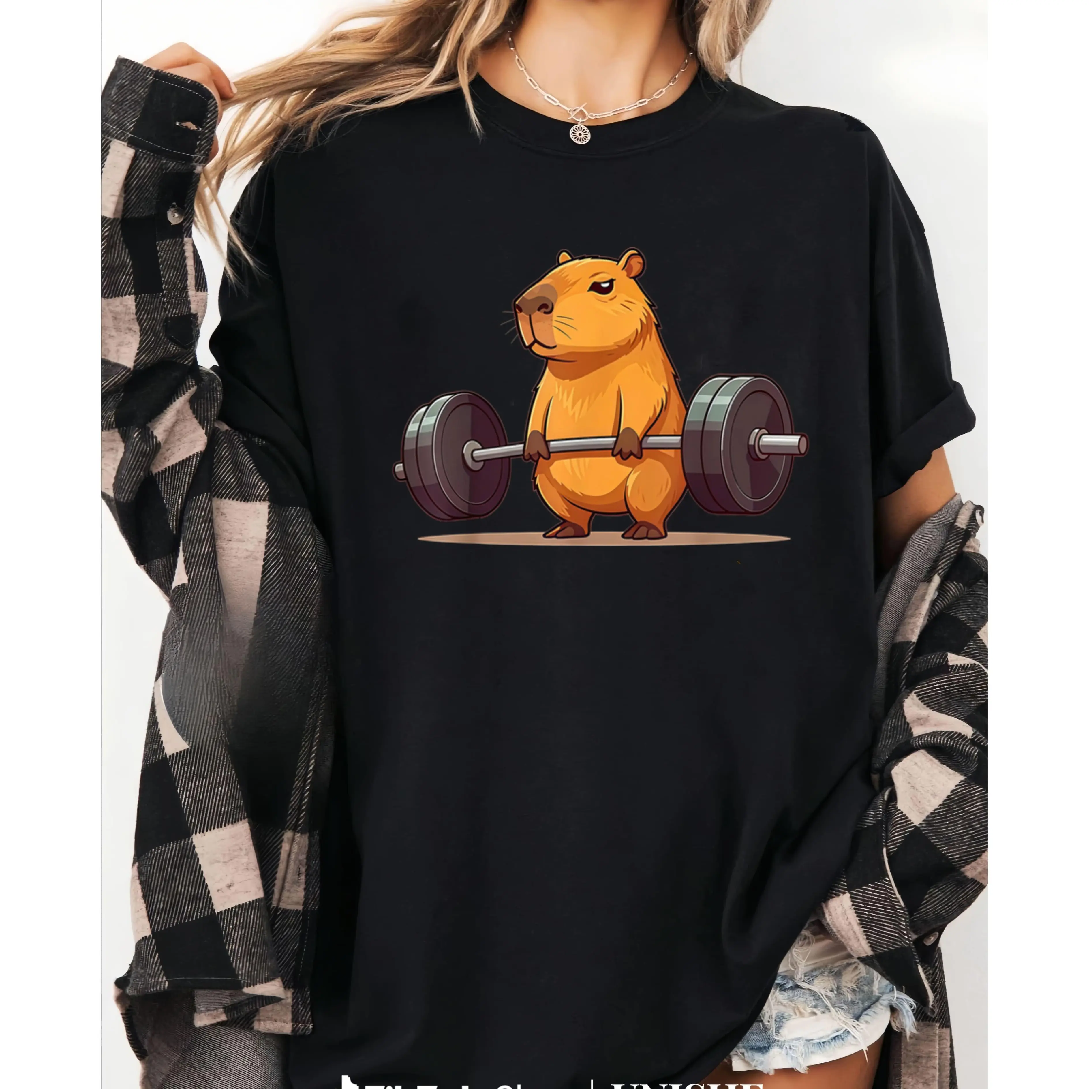 Unisex Cotton Deadlift Capybara Fitness Tee – Funny T-Shirt for Men and Women Classic Tshirt