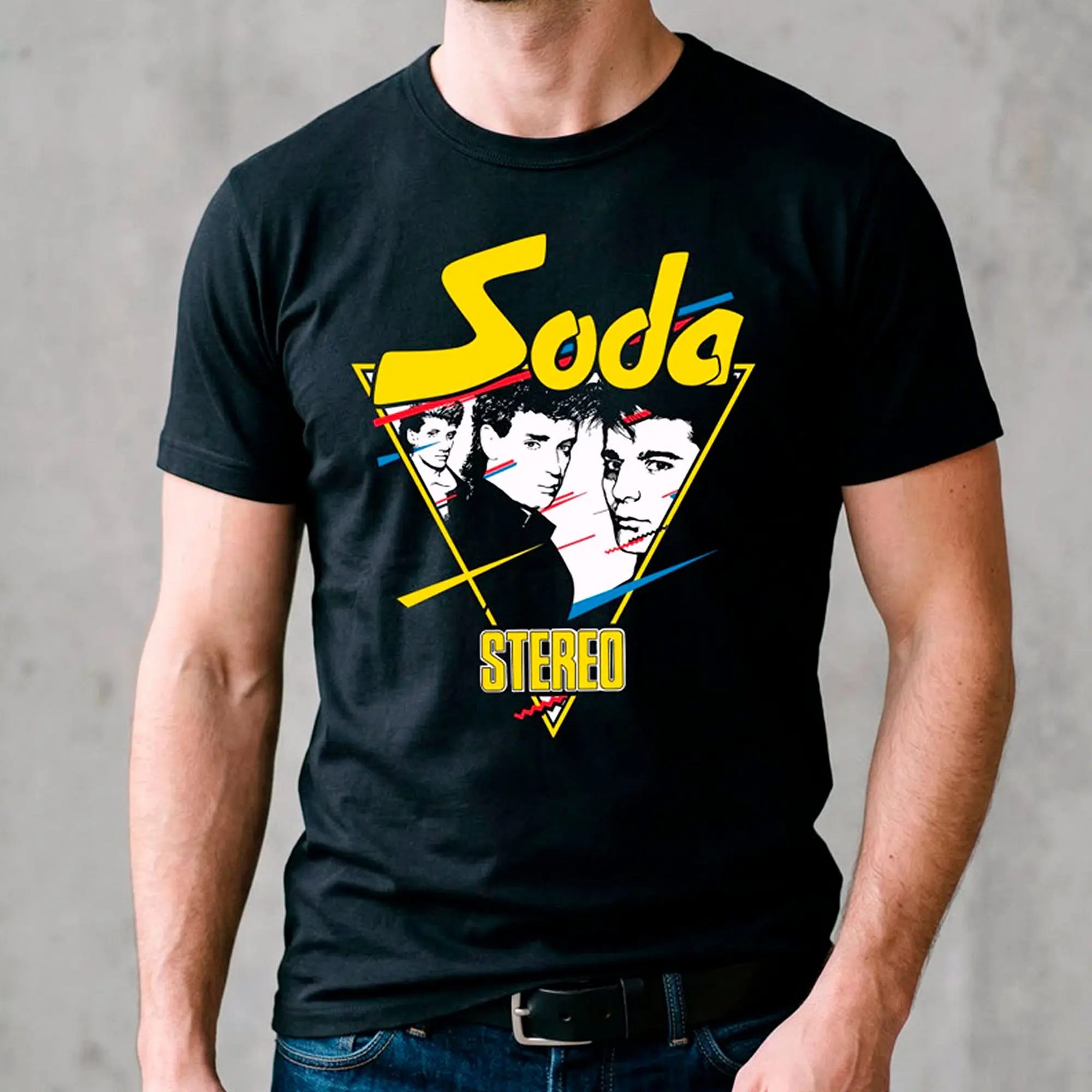 Soda Stereo Retro Portrait T-Shirt – Latin Rock Graphic Tee, Cotton Fabric Crew Neck, Short Sleeve Unisex Streetwear Trendy Top for Men for Women