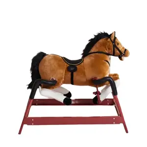 Rocking Horse Kids Plush Toy Rocking Horse Pony Giraffe Calf Toddler Ride on Animal Rocker Ride-On Chair Toy