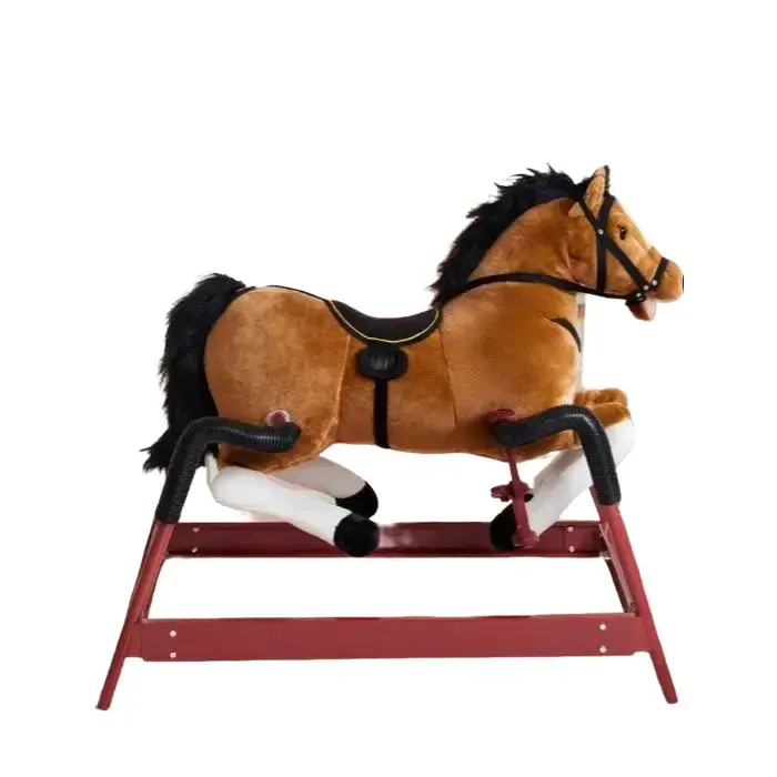 Rocking Horse Kids Plush Toy Rocking Horse Pony Giraffe Calf Toddler Ride on Animal Rocker Ride-On Chair Toy