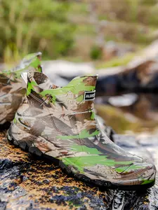 Men's Camo Print Water Shoes, Casual Waterproof Non-slip Rain Boots for Outdoor Sports, Fishing, Car Washing, Construction Site, Slip Resistant Boots