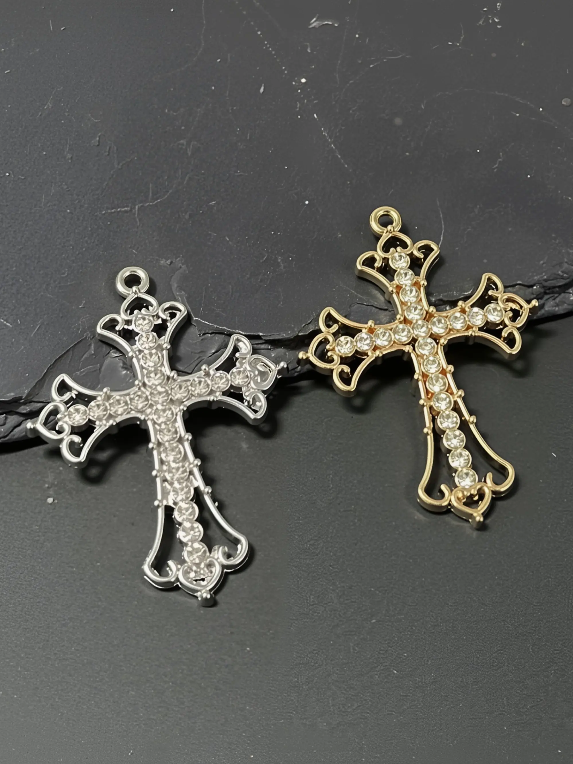 2pcs Fashion Enamel Cross Charms Glaring Two Colors Religious Pendants For Making Handmade DIY Jewelry Accessories Findings