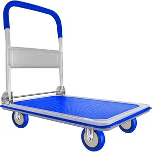 Push Cart  by , Moving Platform Hand , Foldable for Easy Storage and 360 Degree Swivel Wheels with 660lb Weight Capacity, Blue Color