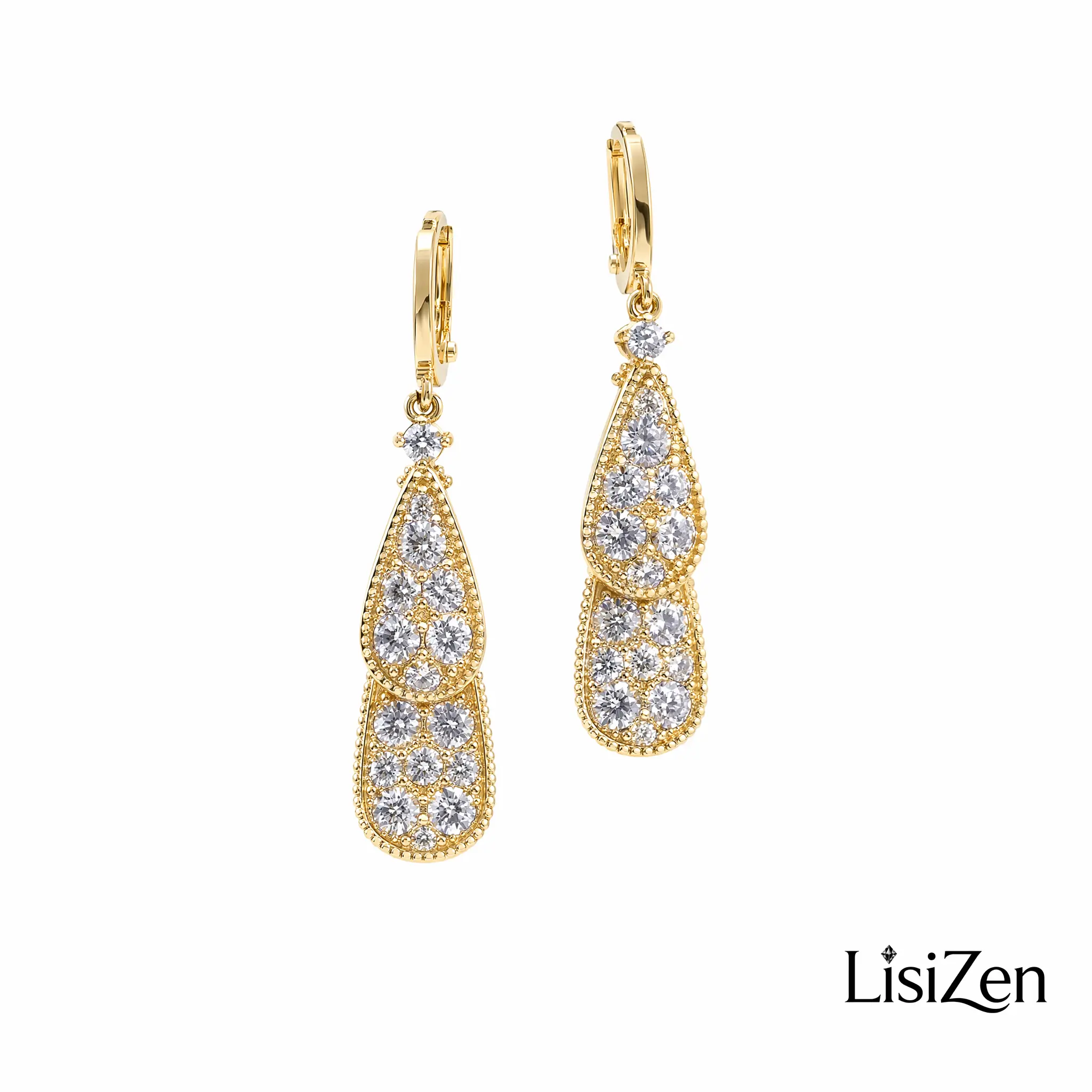LisiZen Gold Plated Water Drop Clip-On Earrings, Hypoallergenic Non-Pierced Ear Jewelry for Women DZEH6119