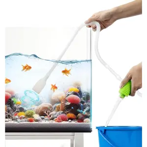 Fish  Cleaner - Turtle  Accessories - Gravel Vacuum for Aquarium - Hand Siphon Hose to Remove and Change Water or Sand in Minutes - Aquarium Cleaning Tools