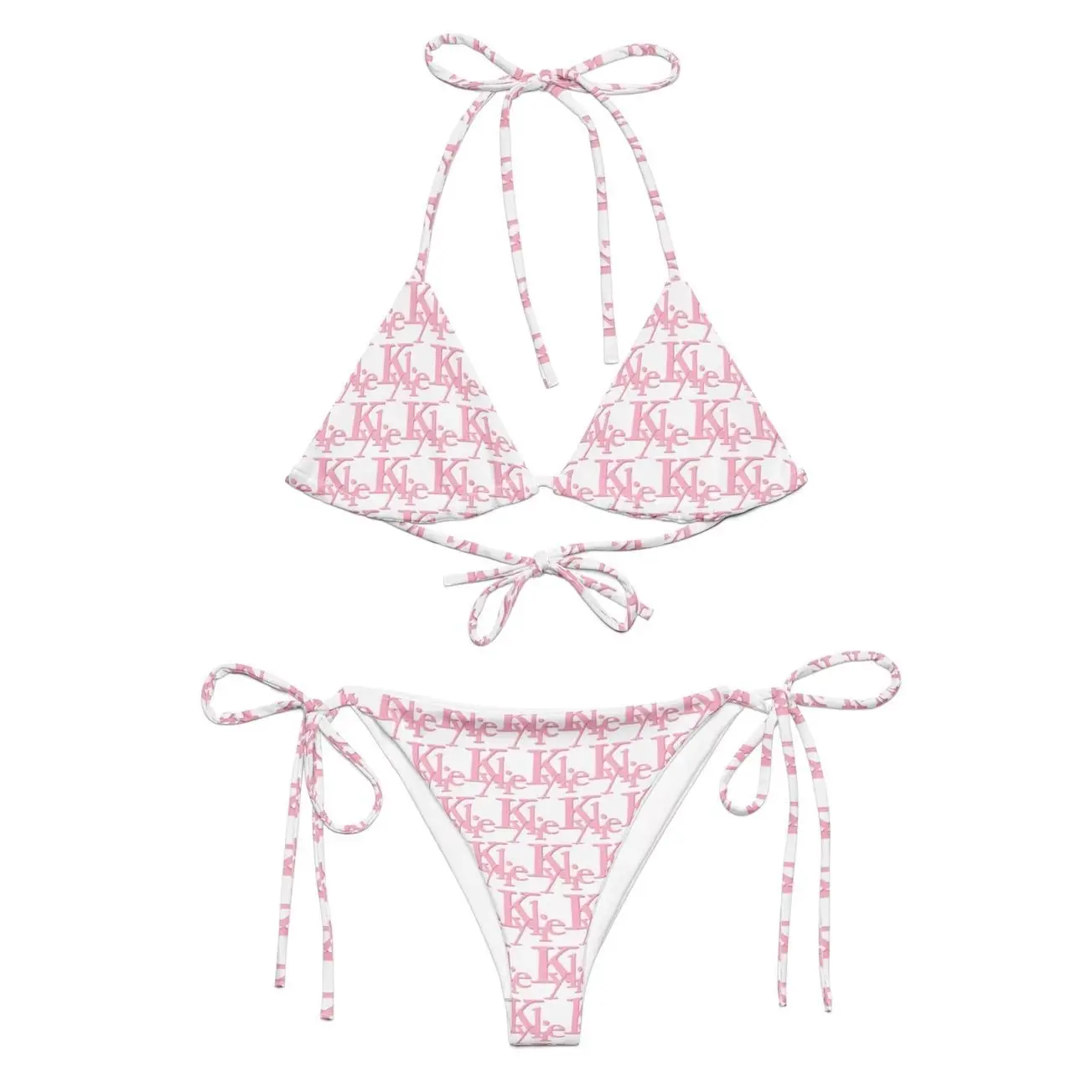 Custom Name Bikini with Luxury Look Logo Pattern, Personalized Monogram Bikini Set, Designer Style Swimwear Gift MC0