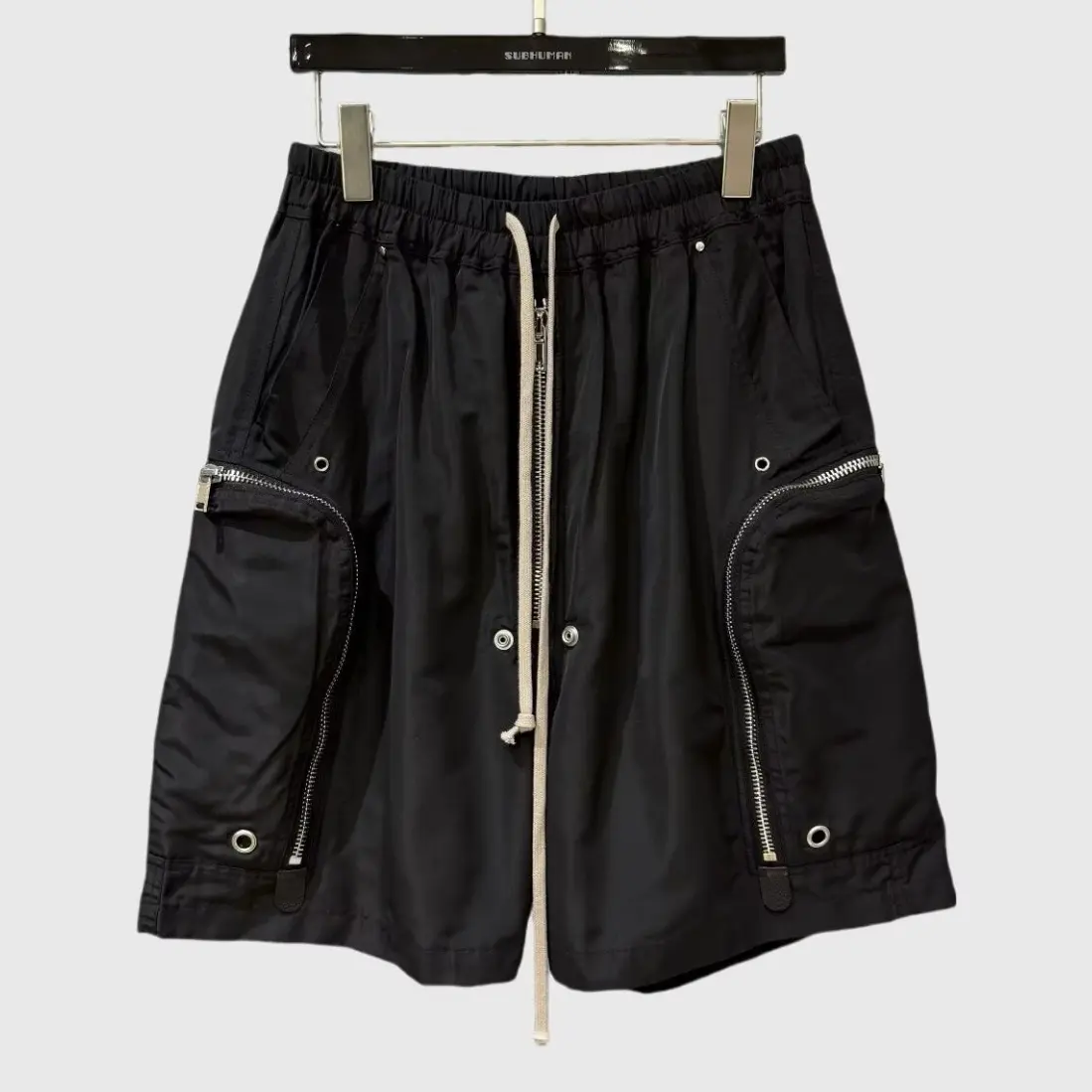Men's Baggy Cut Streetwear Cargo Shorts - Streetwear Clothing, Adjustable Waist Drawstring, Large Zipper Pockets, Studs, Comfortable Polyester Casual Shorts for Summer, Father's Day Gift, Valentine's Day, Valentines Day