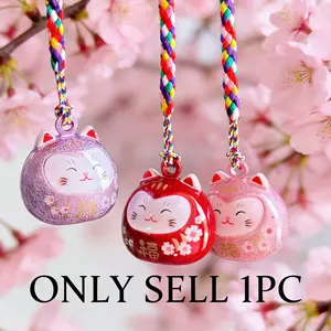 Japanese Lucky Cat Water Bell Keychain, Feng Shui Amulet, Mobile Phone Charm, Bag Pendant, Daily Use, Tk-Cat-01 Model
