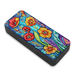5D DIY Diamond Painting Glasses Case Kit, Colorful Flower Pattern Rhinestone Eyeglass Storage Box, Hard Shell Sunglasses Holder Craft Gift for Women Girls
